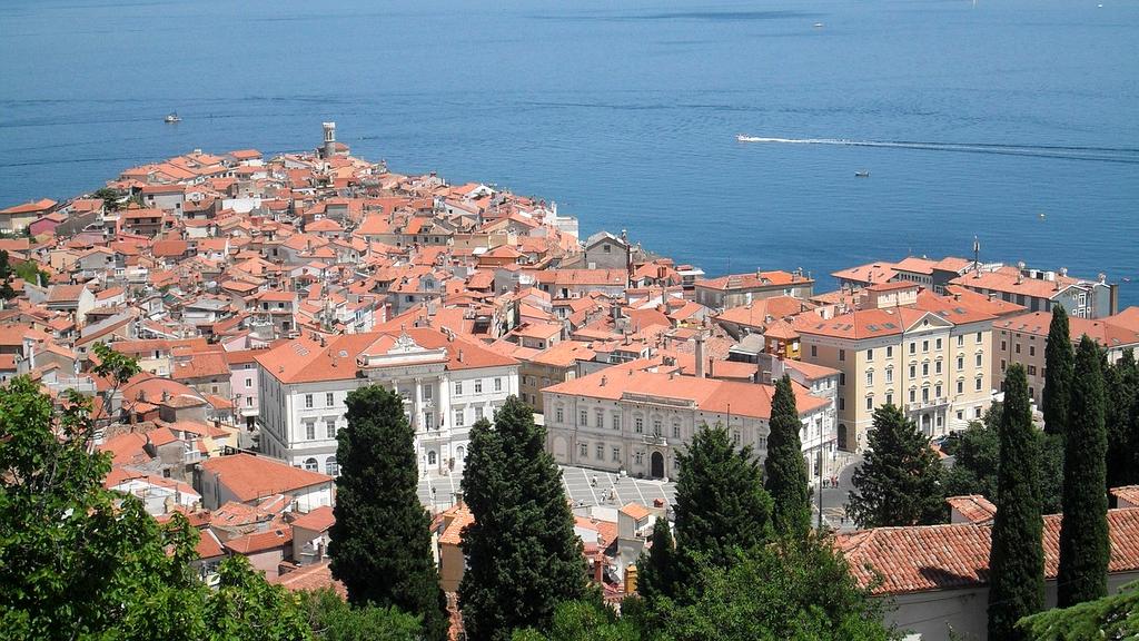 Vibrant coastal town street