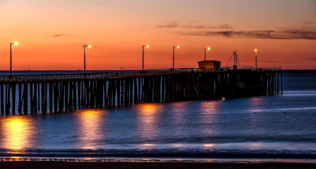 Floating terraces over the ocean at dusk